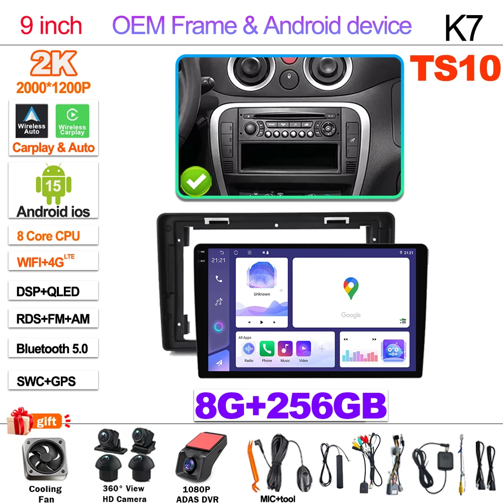 Android 15 Autoradio Voor Citroen C2 C3 2001 2002 2003-2010 Touchscreen Multimedia Video Player Navigatie Bluetooth WIFI GPS