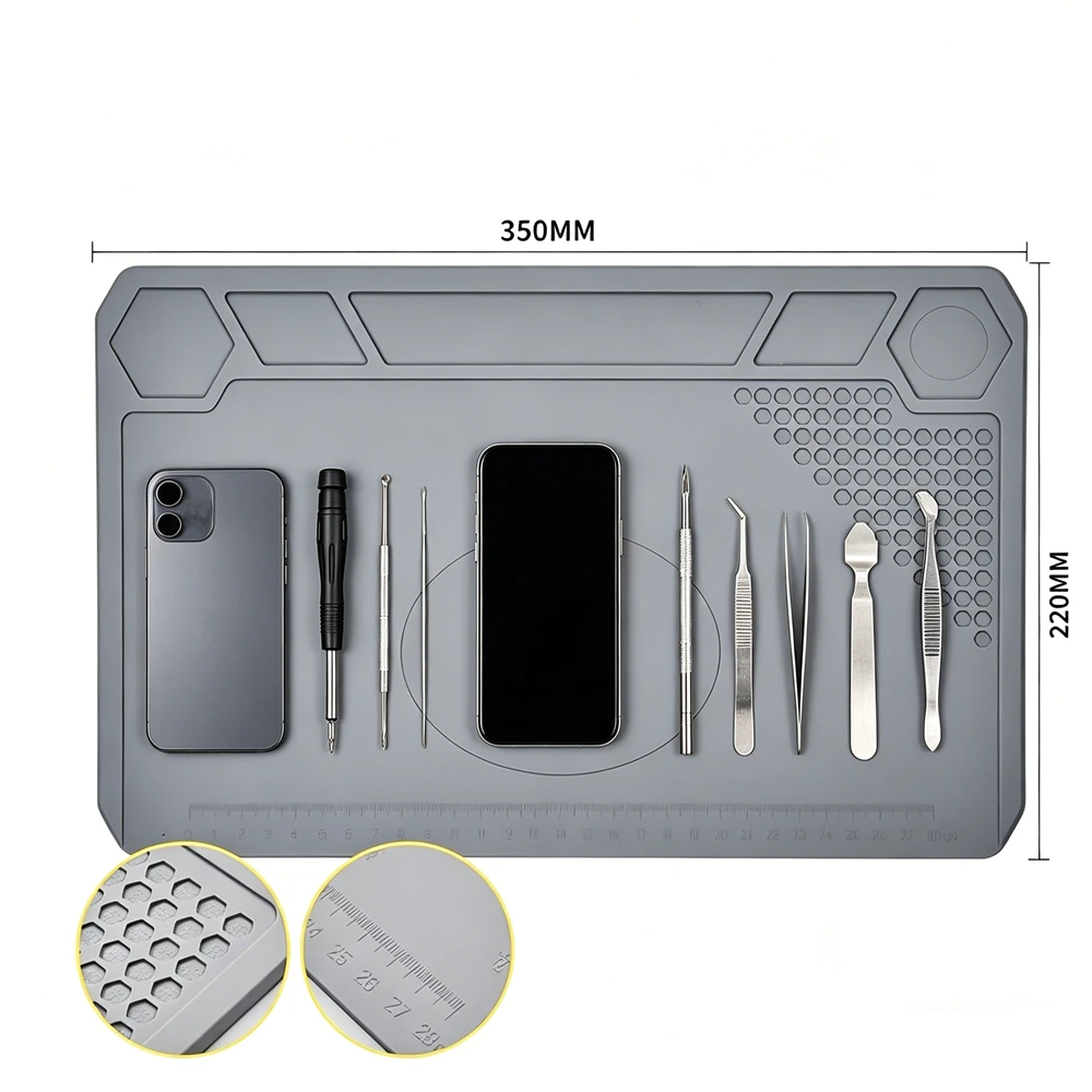

Silicone Soldering Mat Pad Desk Platform for Welding Station Iron Phone PC Repair Heat Insulation Tools No Lead 615 Gray