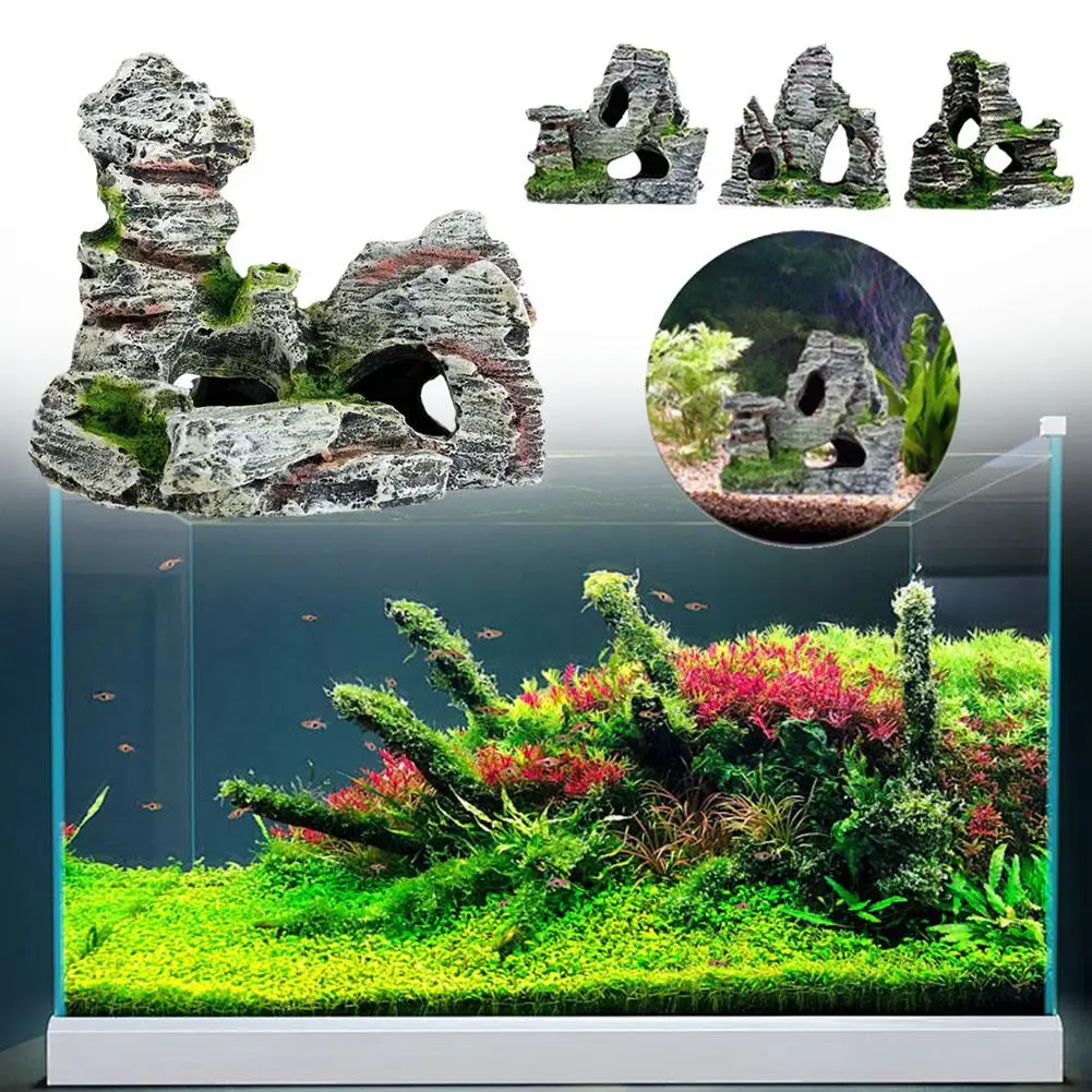 Resin Rockery Aquarium Mountain-shaped Decoration Fish Landscaping Friendly Safe Environmentally Bird Crafts Habit Tank And M2A1