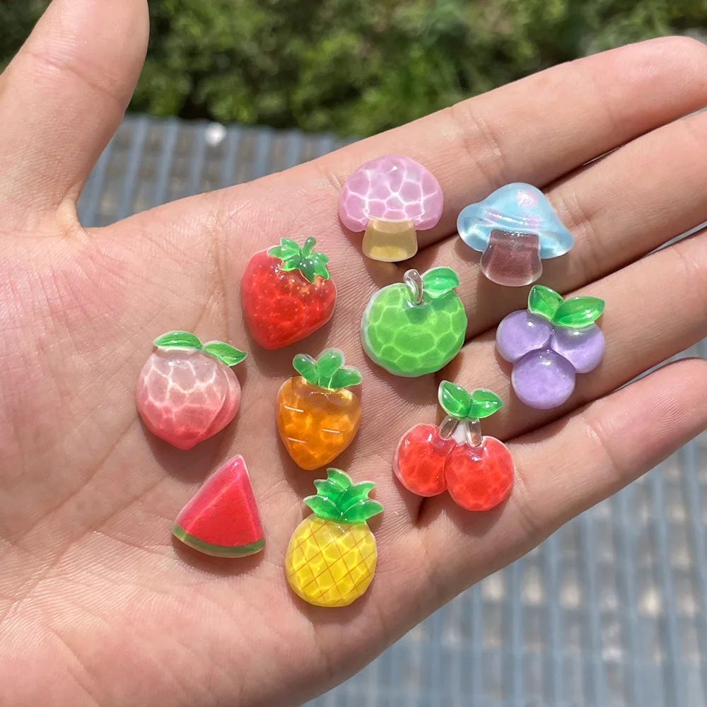 Accesorios de resina de fruta transparente, abalorios para funda de teléfono DIY, accesorios para el cabello, materiales decorativos, 5 uds.