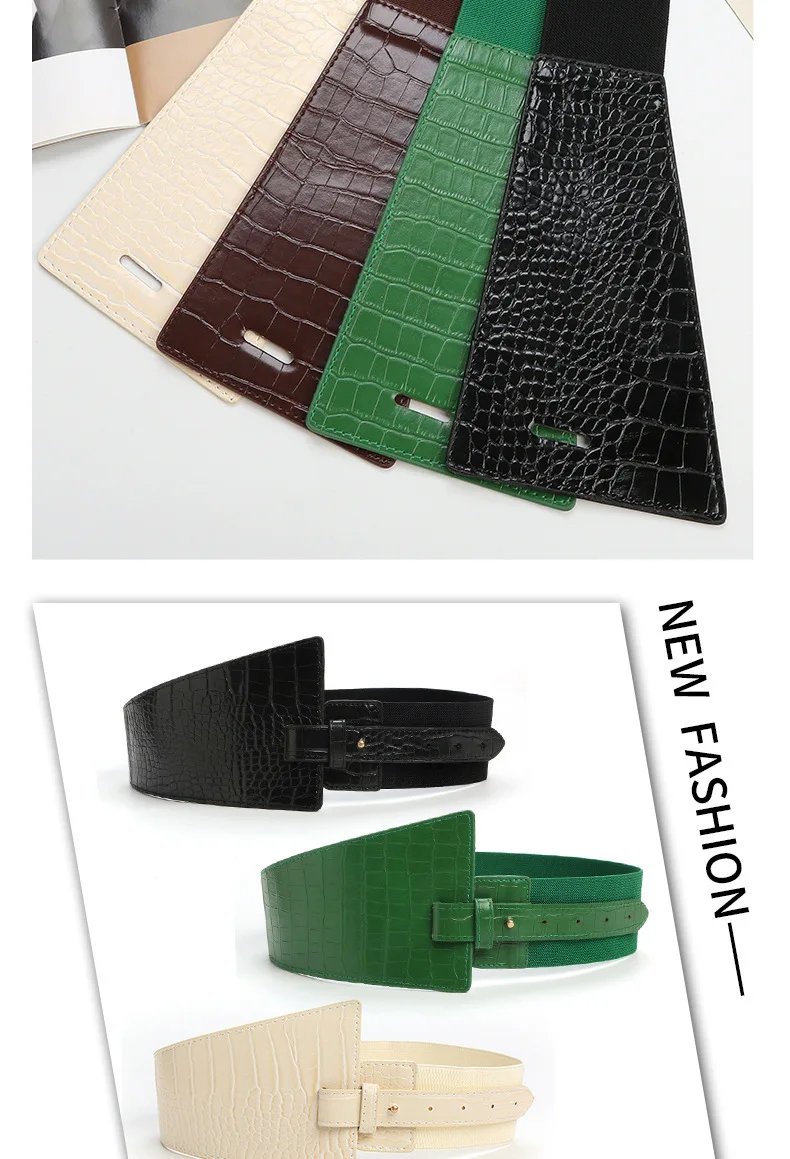 Super Cheap Ladies Waist Seal New Design Women Factory Stock Autumn Leather Outer Dress Wide Elastic Belt Comfortable Green