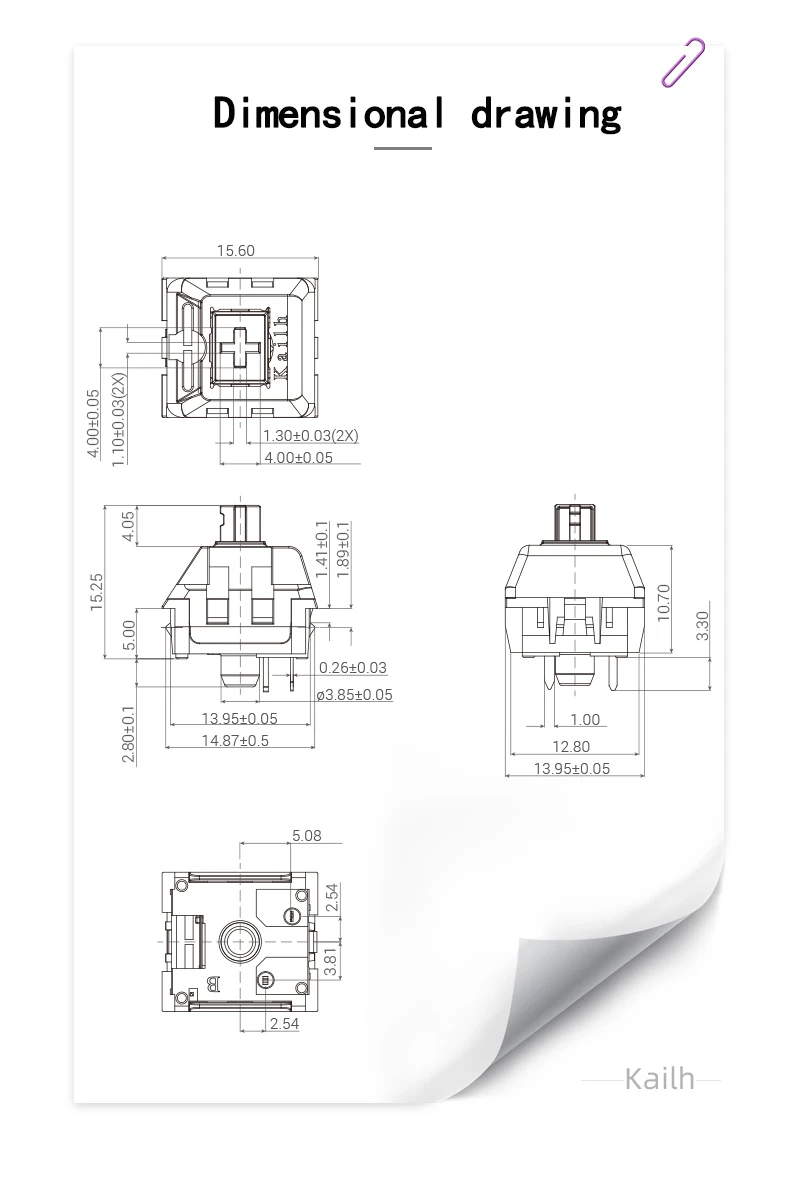 1/3/5PCS Kailh Kanarische Tastatur Schalter RGB SMD Taktile Für Mechanische Tastatur Schalter 5pin POM für Home Office – Detail 7