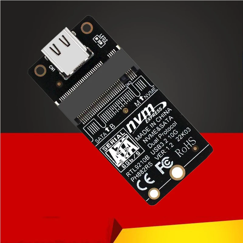 

Riser Board 10Gbps M2 to USB 3.1 TYPE C Adapter Dual Protocol RTL9210B for M/B+M Key 2230 M2 PCIE NVME SSD M.2 SATA SSD to USB C