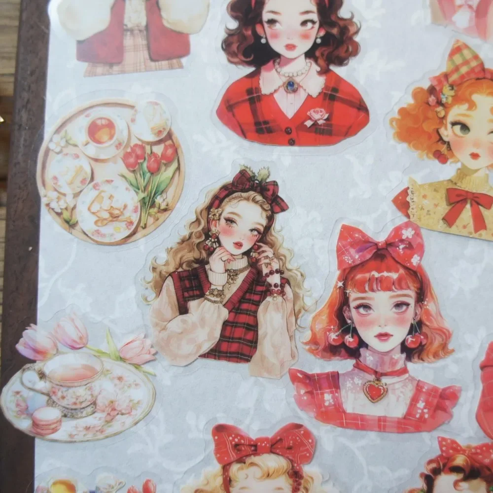 

18pcs Girl with A Bow Headband Design PVC Sticker Scrapbooking DIY Gift Packing Decoration