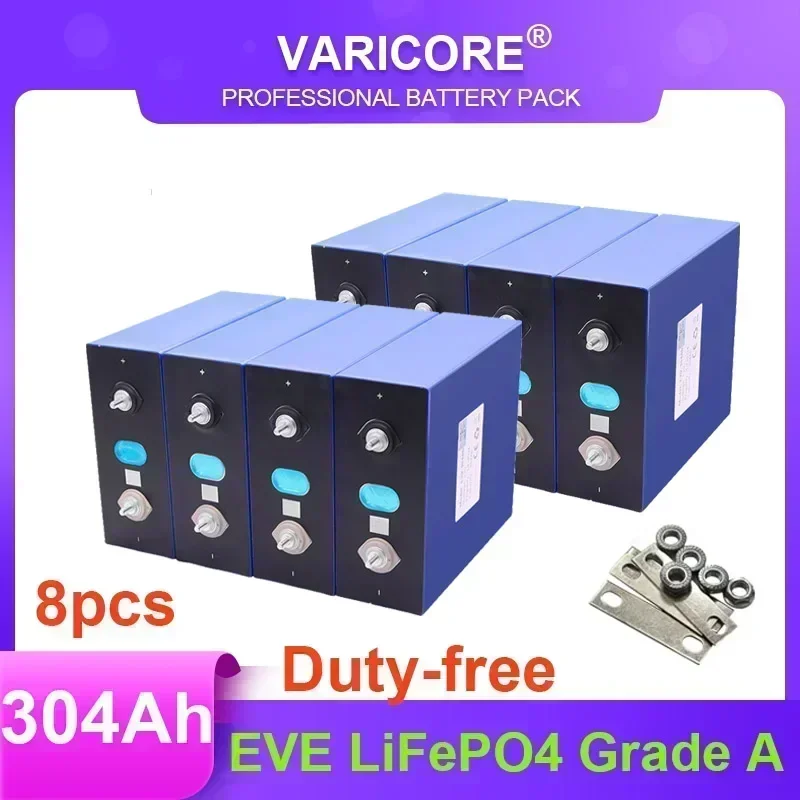 8pcs 3.2v 310Ah 304Ah 280Ah 135Ah 105ah Lifepo4 Battery Lithium Iron Phosphate Solar Cell 12v 24v Off-grid Solar Wind duty-free