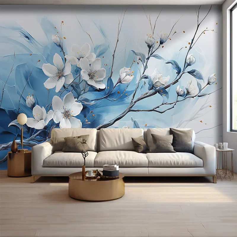 Custom Photo Mural Modern Style Wallpaper Chinese Style Plant Forest Flowers Background Home Decor Wall Covering Papel De Parede