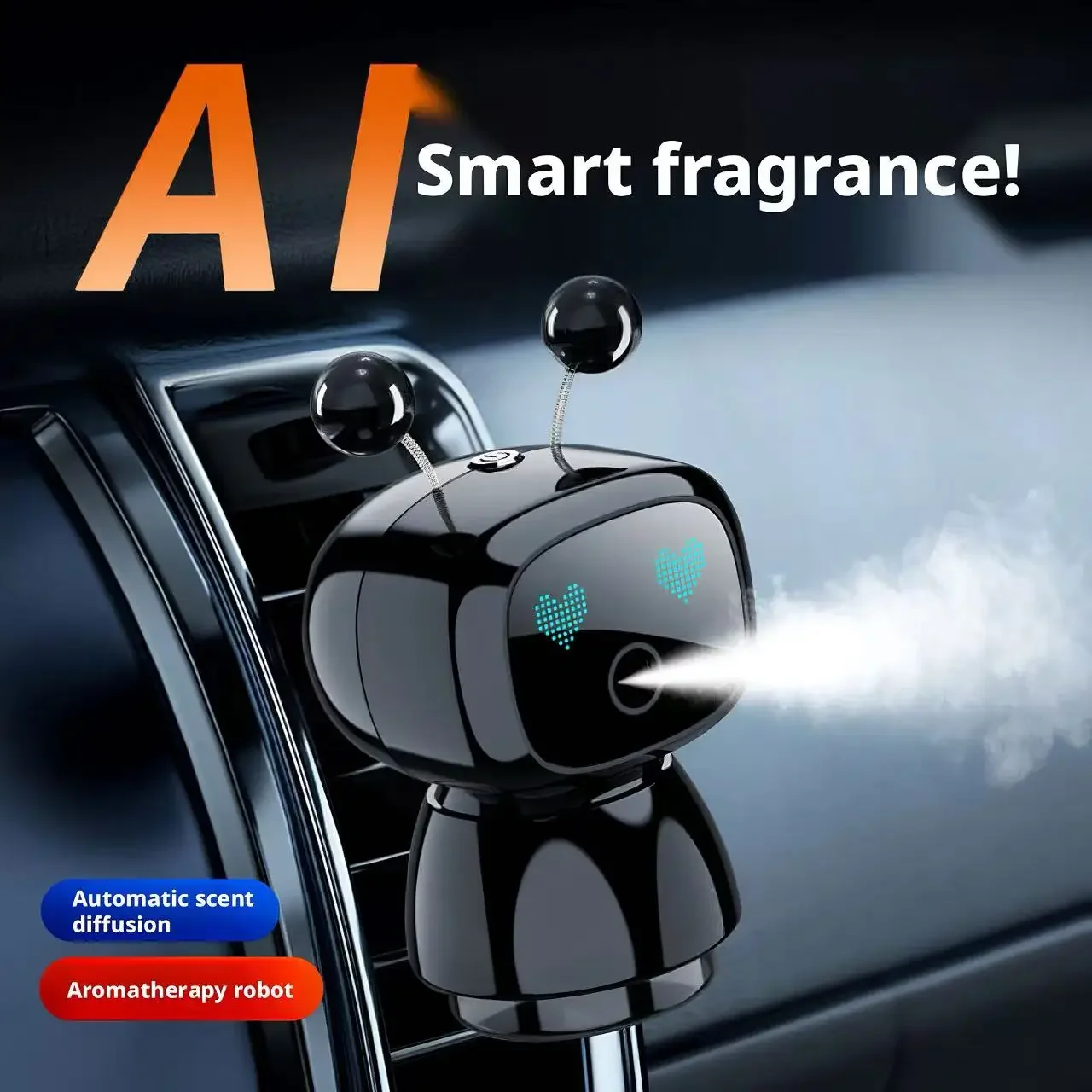 New AI Smart Robot Car Air Freshener Auto Start Stop Car Vent Outlet Ornament Odor Eliminator Fresh Air Car Interior Accessories