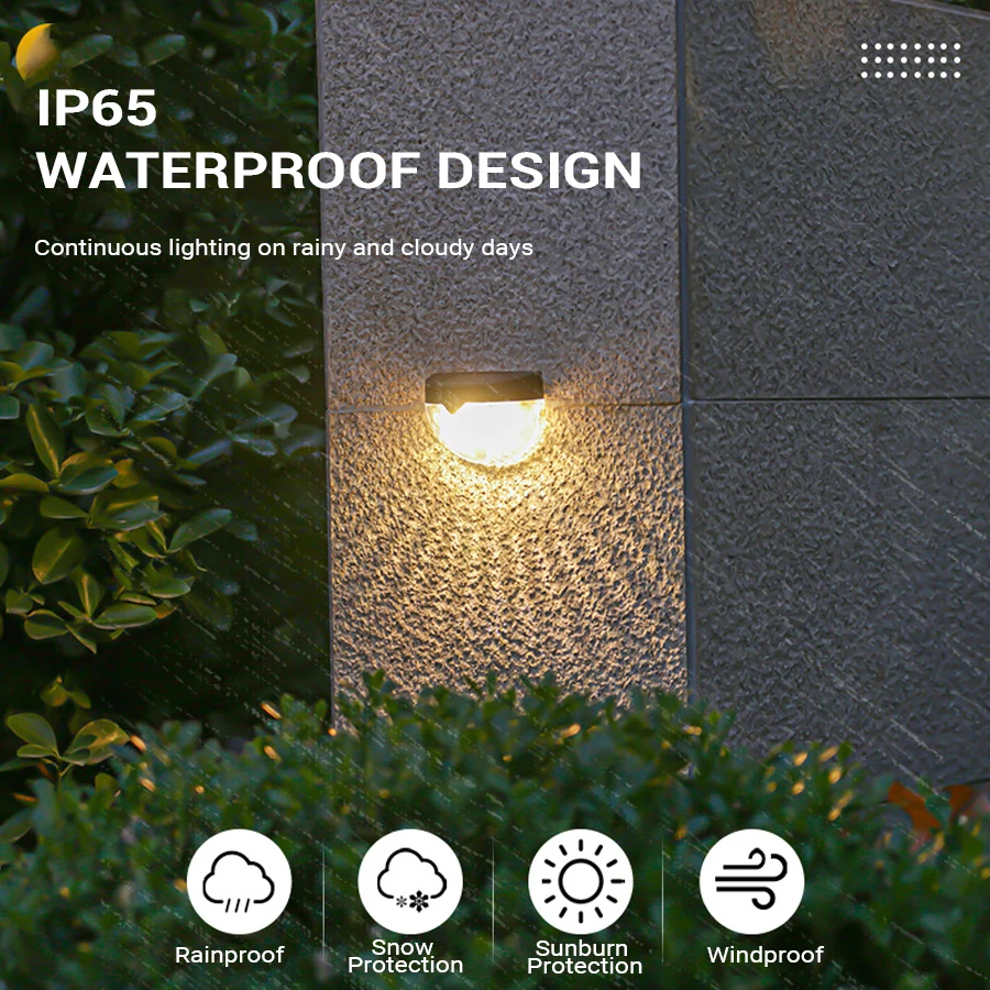 1-8Pcs LED Solar Light Wall Lamp tungsten lamp Waterproof Garden Stairs Balcony Solar Powered Lamps Outdoor Decoration Sunlight