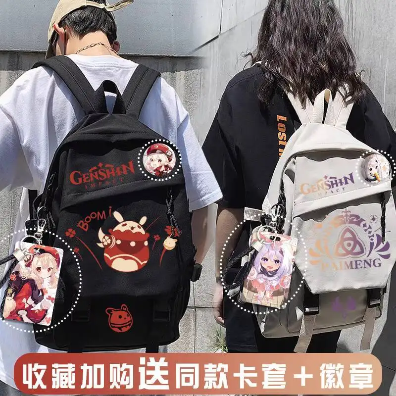 

Genshin Impact Style Hu Tao Paimon Double Shoulder Bag Large Capacity Junior High School Student Anime Casual Backpack Ani