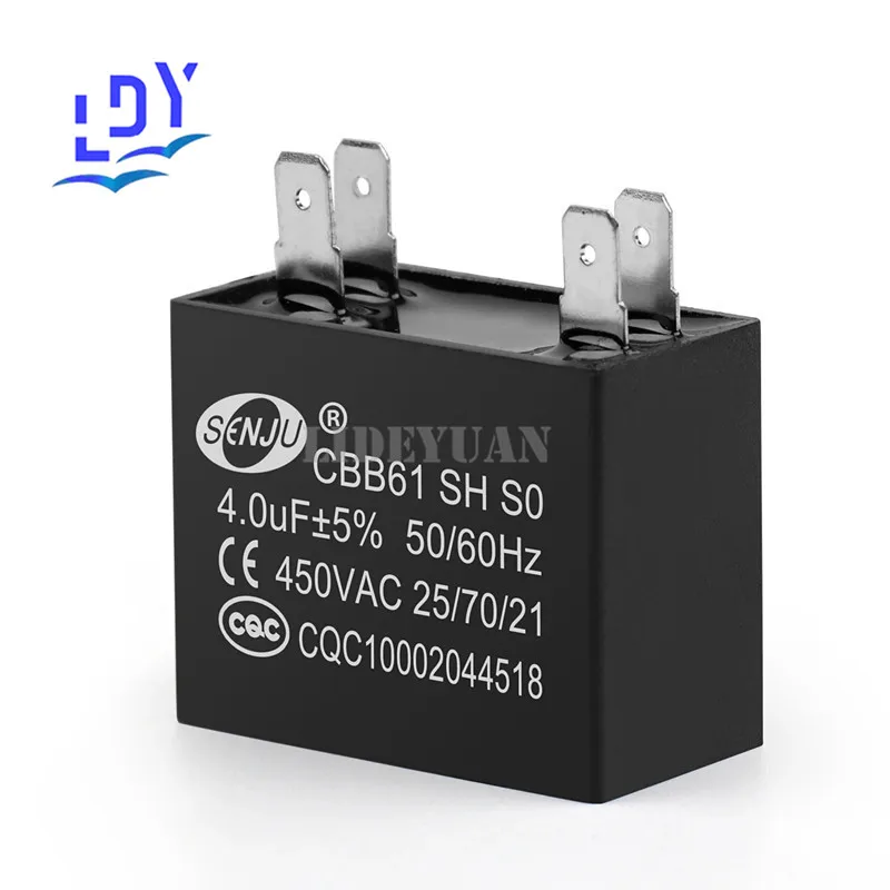 1 szt. CBB61 450V 1UF 1.2UF 1.5UF 2UF 2.5UF 3UF 3.5UF 4UF 4.5UF klimatyzator zewnętrzny wentylator kondensator rozrusznika kondensator silnika