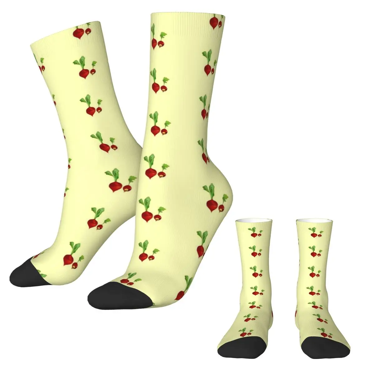 Medias de rábanos para mamá y bebé, calcetines Retro personalizados con estampado vegetal, calcetines antideslizantes de invierno, calcetines suaves para exteriores para mujer