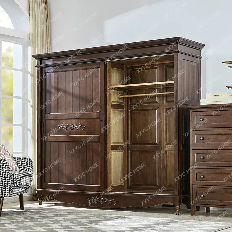 Solid Wood Two-Door Wardrobe Two-Door Cabinet 2-Door Bedroom Cabinet