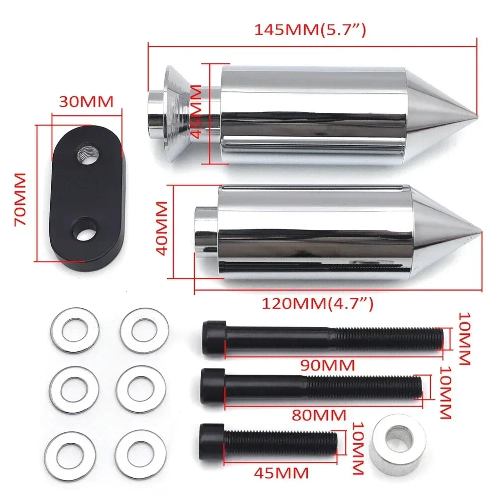 

Guard Crash Protector Pad For 2006-2007 Yamaha YZF R6 06-07 Motorcycle Parts Chrome Spike Frame Sliders