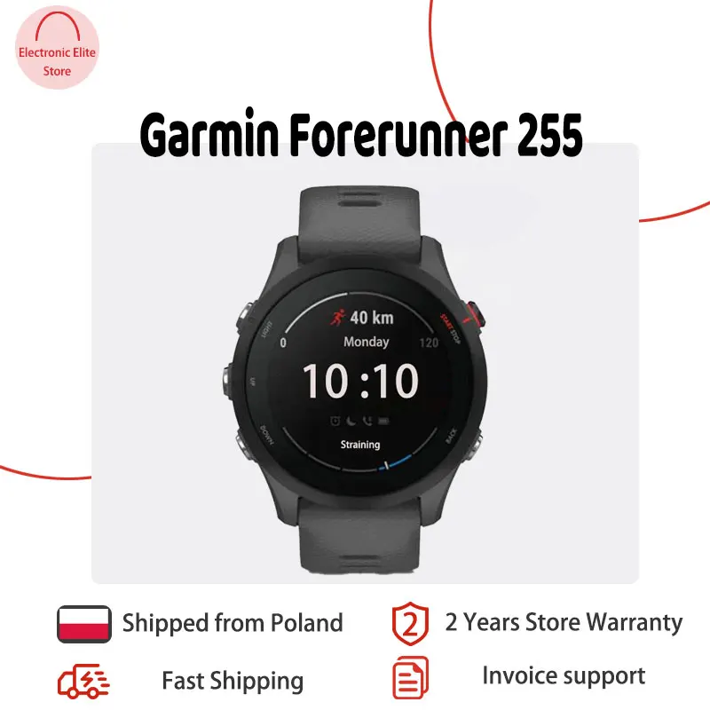 Reloj Garmin Forerunner 255, Reloj Inteligente Deportivo Garmin, Garmin 255 de 46 mm, Pantalla a Color de 1.3», 14 Días de Duración de la Batería, 4 GB de RAM, NFC, Bluetooth, Wifi, Resistente al Agua 5ATM