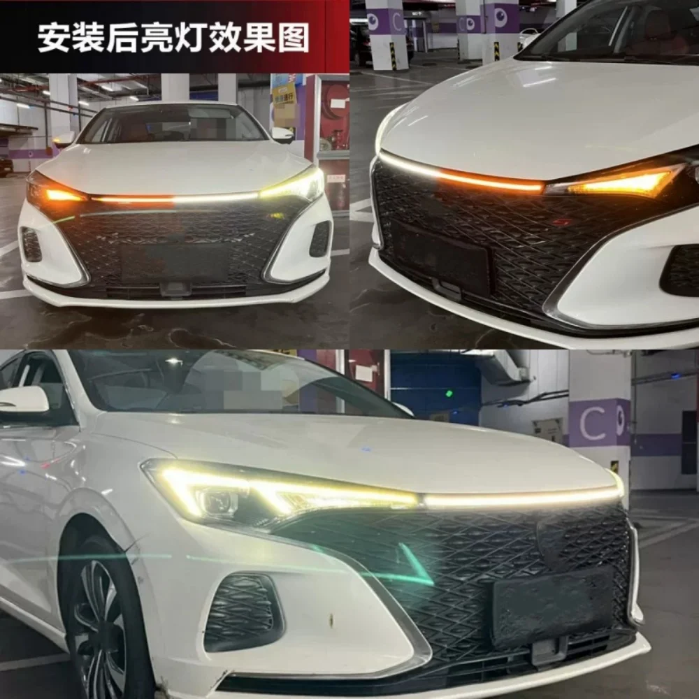 Through lamp for Changan Eado Plus 2020 2021 2022 convert front Center Car Light Daytime Running Light Turn signal grille lamp