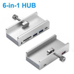 6-IN-1 Clip-type USB 3.0 HUB with Power Supply USB3.0 Splitter Adapter Multi Splitter 5G High Speed Data Transmission for Laptop