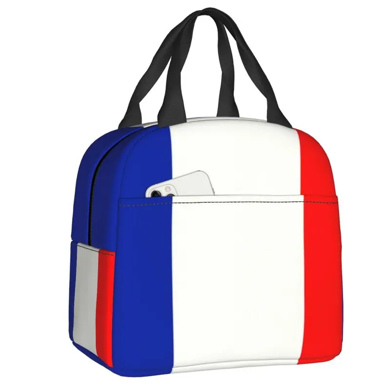 Custom French Flag France Pride Lunch Bag Men Women Thermal Cooler Insulated Lunch Container for Student School Work