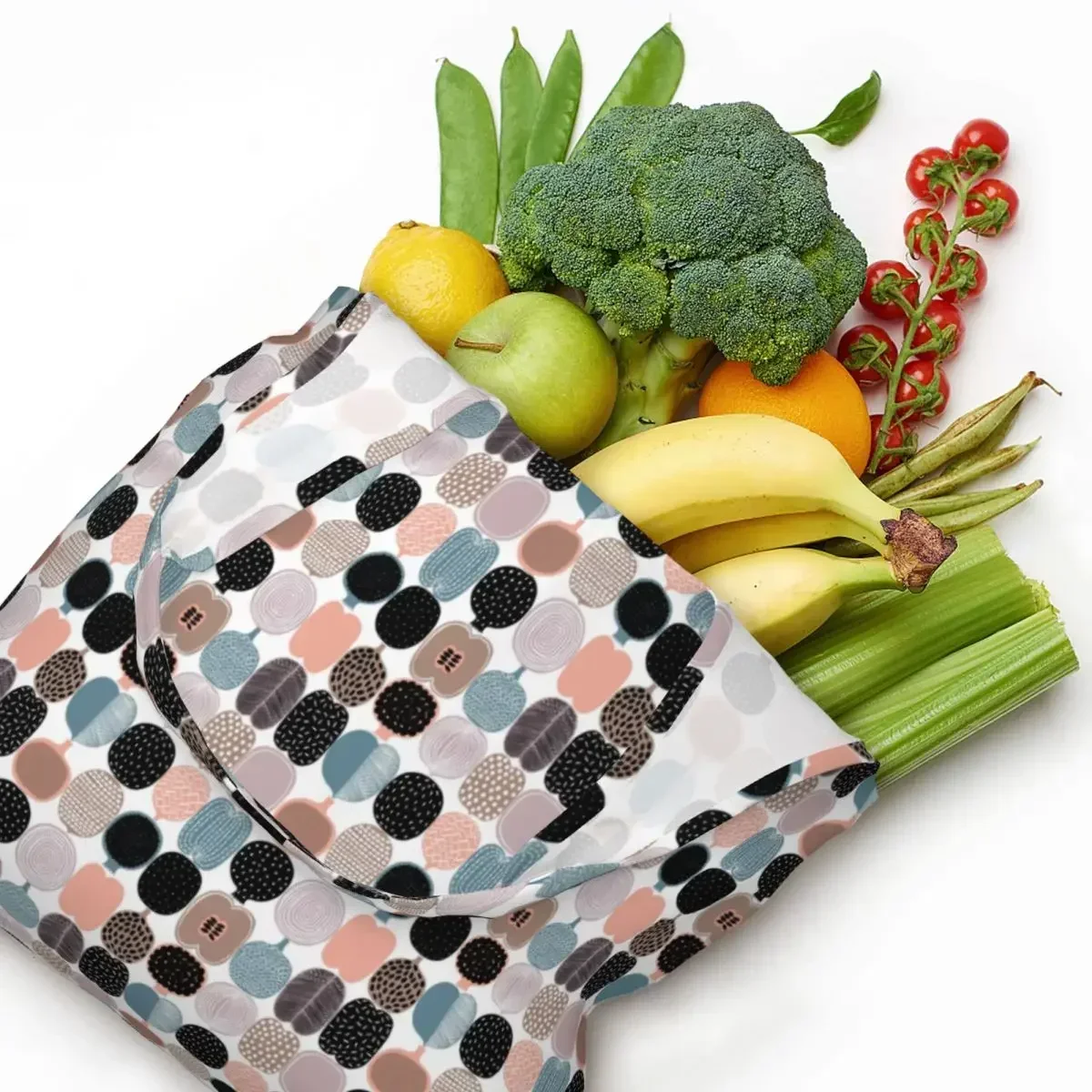 

Холщовая сумка для покупок с различными фруктами на заказ, женская прочная большая вместительная продуктовая сумка, современный стиль, сумки-шопперы, сумки