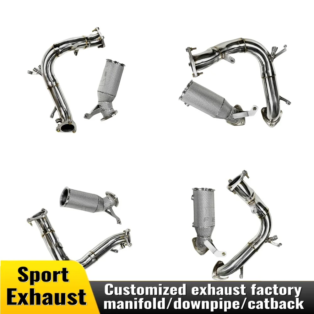

High-flow exhaust downpipe is suitable for Audi A5 2.0T B9.5 stainless steel intelligent exhaust head auto parts customization