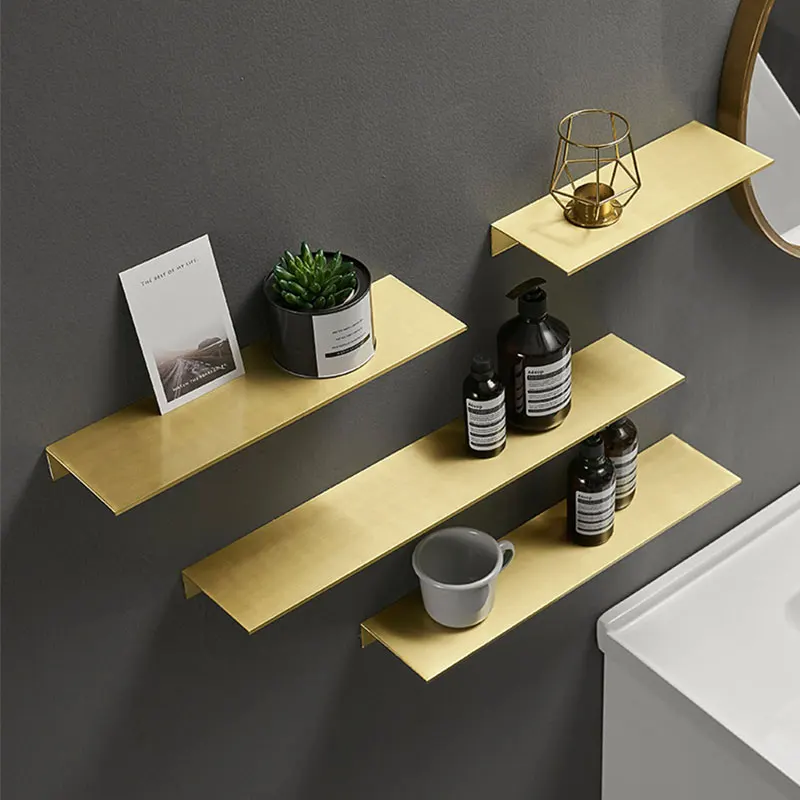 ROVADE Bathroom Shelfs Toilet Shelf Wall-mounted Washstand Mirror Cosmetic Storage Rack Gold Bathroom Shelve