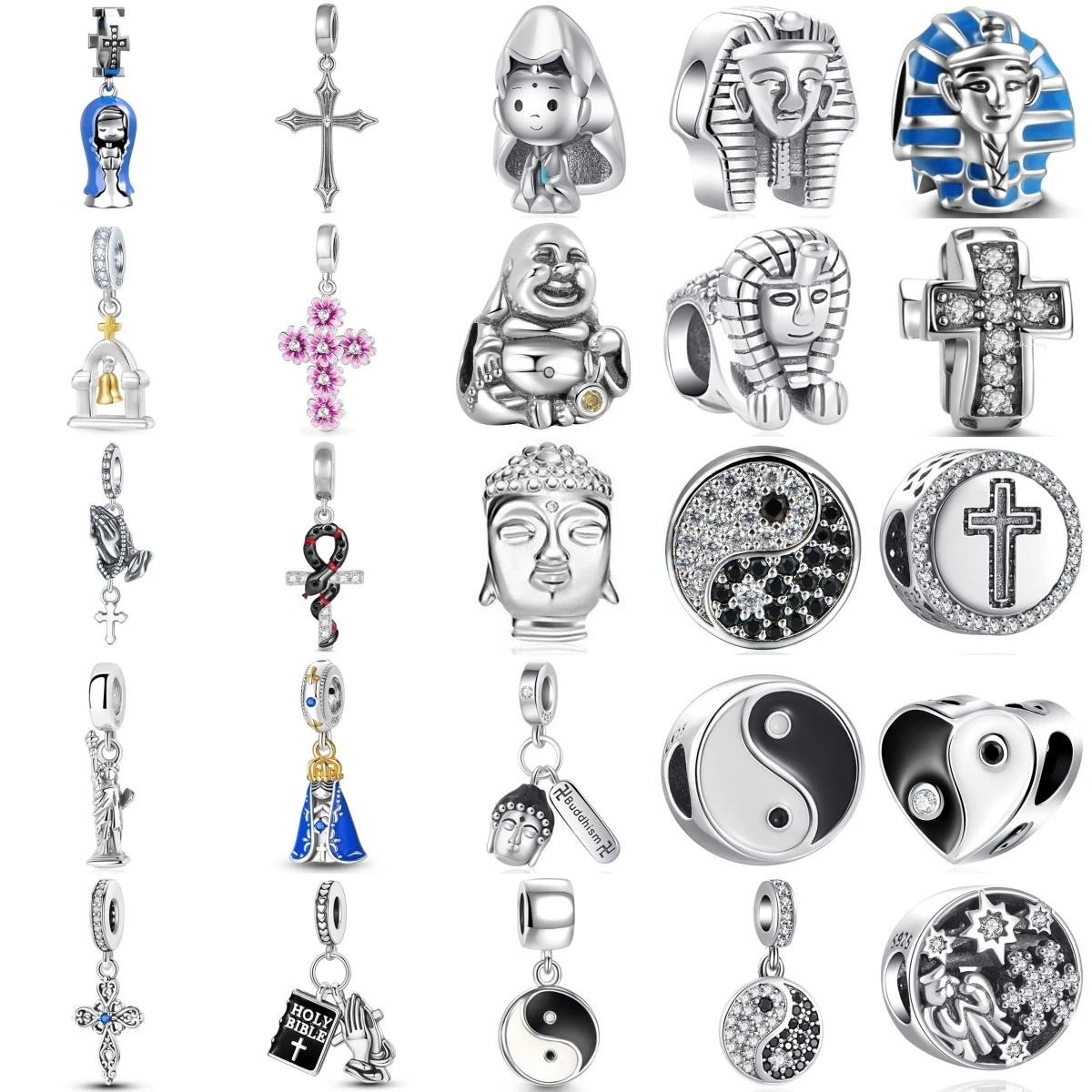 

Новый крест из стерлингового серебра 925 пробы, статуя Будды, подвеска-сфинкс, бусина, подходит для оригинальных подвесок, браслет, ожерелье, ювелирные аксессуары