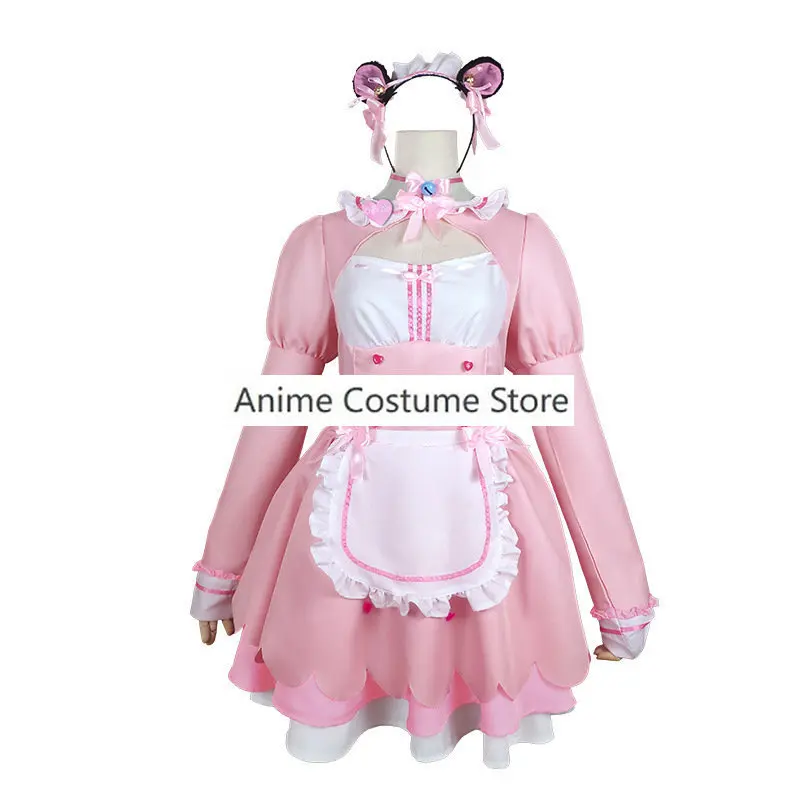 فستان وصيفة أنمي شوكولاتة الفانيليا للنساء ، زي لوليتا تأثيري ، فستان نيكو للفتيات ، زي هالوين لطيف للنساء