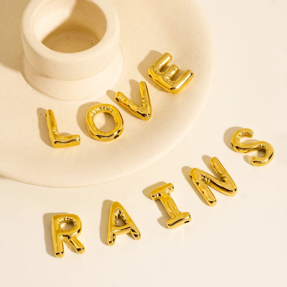 Подвеска в виде гладкого пузыря из нержавеющей стали с буквами, 26 букв, перфорированные подвески, ожерелье «сделай сам», изготовление ювелирных изделий