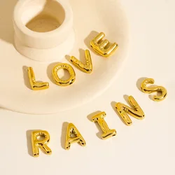 Stainless Steel Smooth Bubble Letter Pendant 26 Lletters Perforated Charms DIY Necklace Jewelry Making