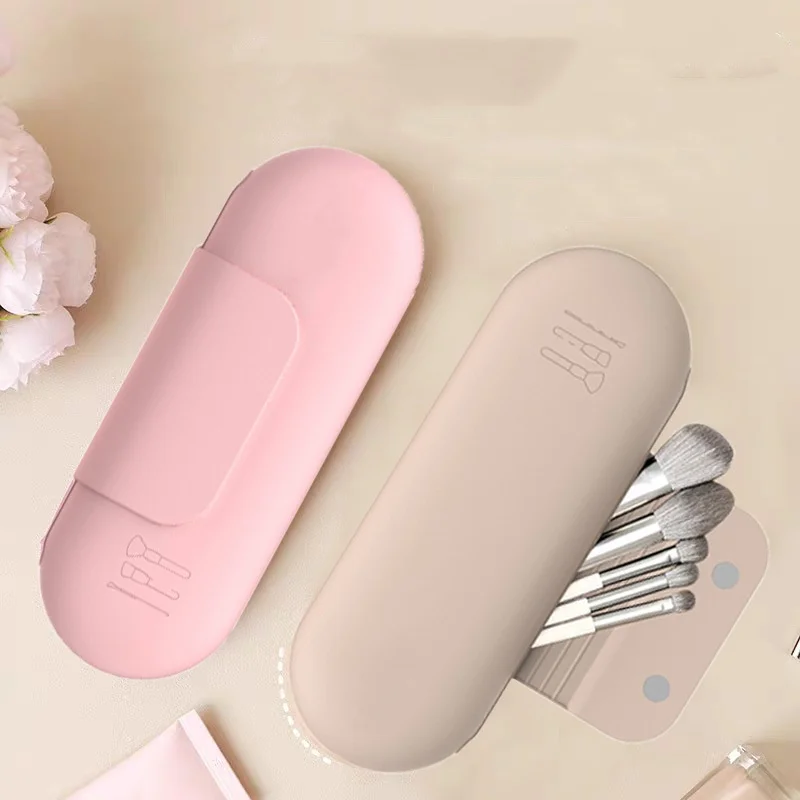 女性用メイクブラシバッグ シリコン製トラベルコスメティックブラシホルダーバッグ ポータブルメイクアップスポンジケース 防水メイクアップオーガナイザー