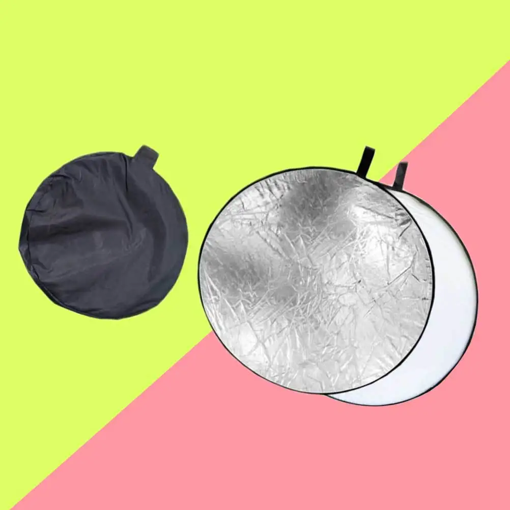 80Cm 2-In-1 Light Reflector Round Foldable Photography Reflector Portable For Portrait Soft Light Durable Steel Frame Carry Bag