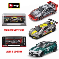 Bburago 1:43 Audi S1 2020 Corvette C8R Alfa GTAm Porsche Alloy Luxury Vehicle Diecast Pull Back Cars Model Toy Collection Gift