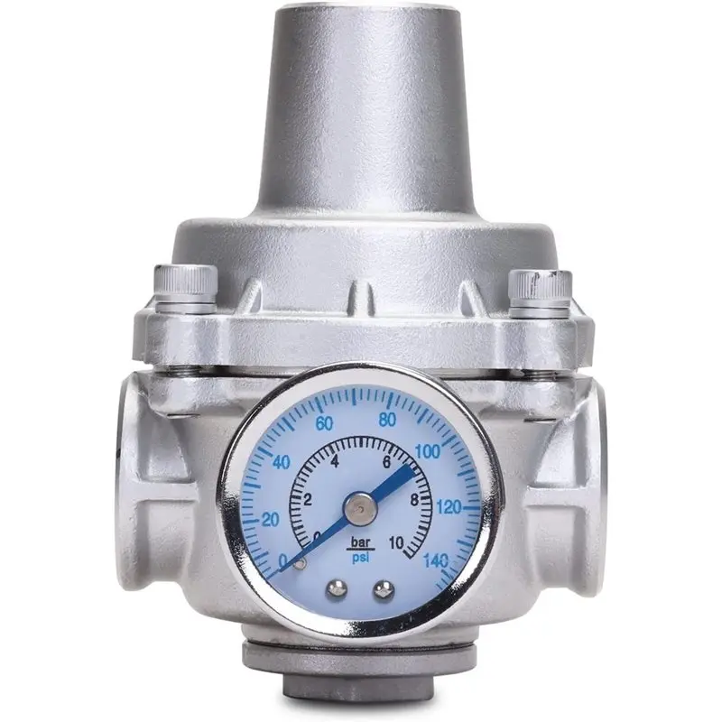 【popular】pressure-gauge-included-1-2-npt-female-to-female-pressure-regulating-water-valve-with-pressure-reduction-functionality