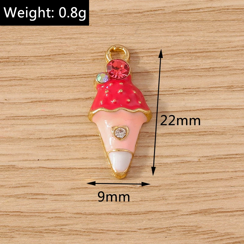 10 Stück Gemischte Niedliche Emaille Sommer-Eiscreme-Anhänger für Schmuckherstellung, Ohrringe, Halsketten, Armbänder, DIY-Bastelzubehör – Detail 8