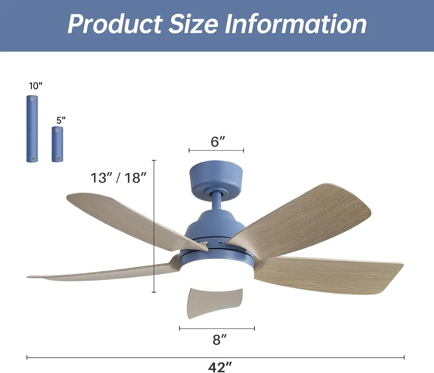 42-inch Modern Ceiling Fan With Light Reversible Motor 6-speed High Wind Speed With Remote Control