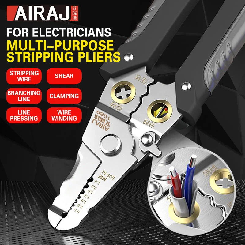 

AIRAJ Wire Stripper Decrustation Pliers Multi Tool Ire Stripper Electric Cable Stripper Cutter Multifunctional Wire Repair Plier