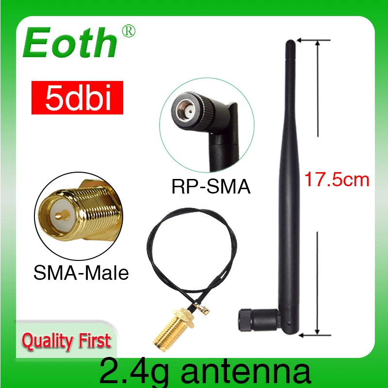 EOTH  2.4g antenna 5dbi sma female wlan wifi 2.4ghz antene IPX ipex 1 SMA male pigtail Extension Cable iot module antena