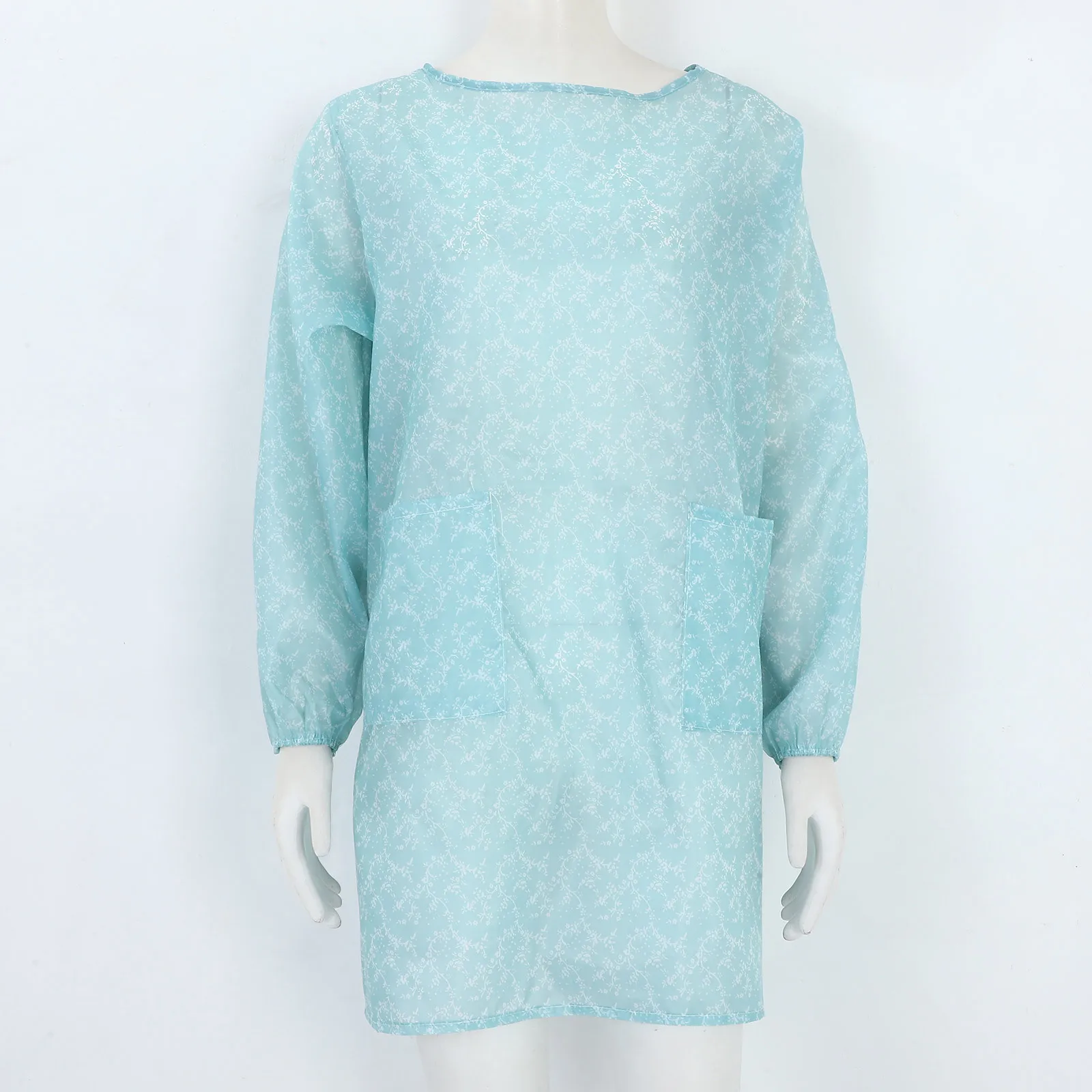 1 قطعة مقاوم للماء مع كم طويل دائم مريلة مطبخ للكبار الأزرق المطبخ عمال الطهاة الخبز الفنان المنزل المئزر المنزل