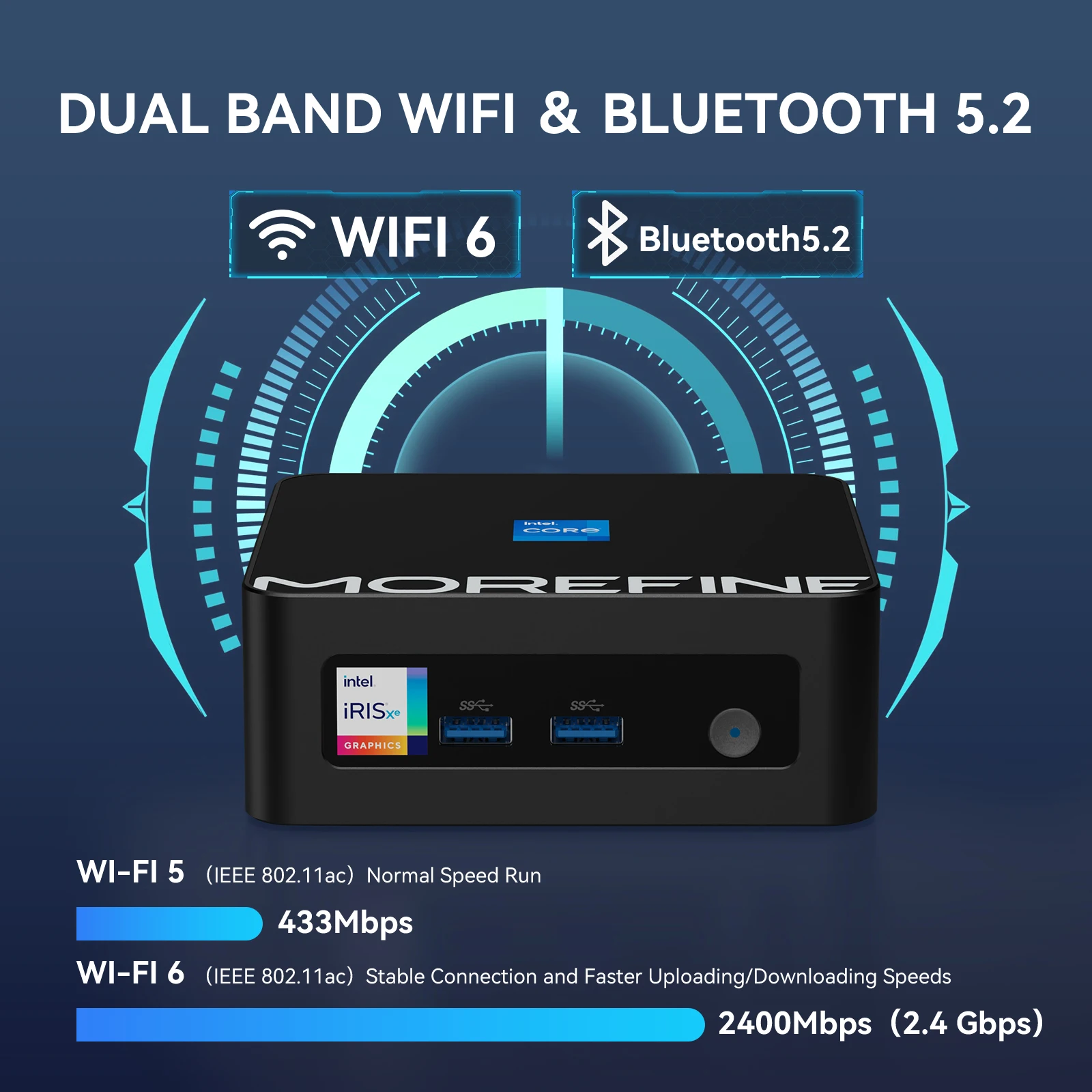 MOREFINE M9 Pro Mini PC con Core i7-13620H di 13a generazione 16G DDR4 RAM1TB PCIe4.0 NVME SSD Supporto per computer desktop Display schermo 4K