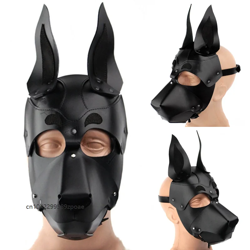 Gothic Puppy Dog Full Face Mask Animal Full Face Gothic Cosplay Masks For Carnival Halloween Party Role Play Outfit Accessory