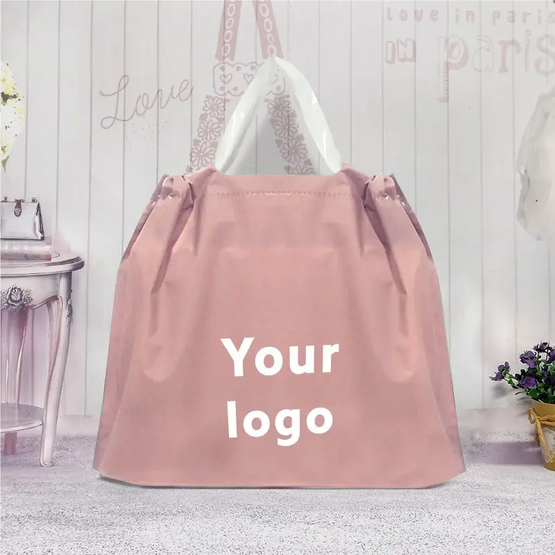 

Custom Logo Print Carry Apparel Shoes Clothes Garment Clothing Shop Shopping Tote Recyclable Plastic Carrier Bag With Handle