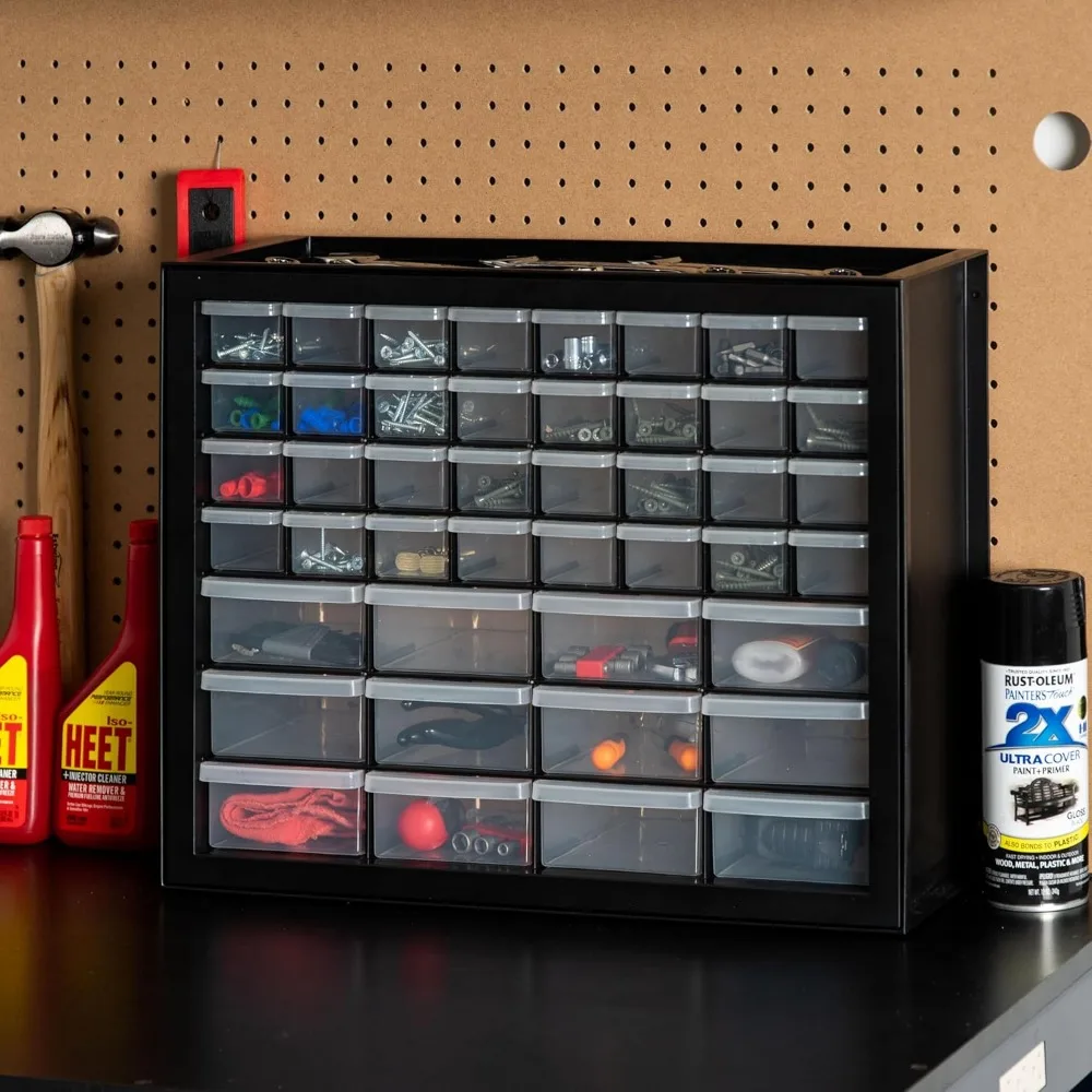 IRIS USA Organizador de herramientas de tornillo Gabinete de piezas pequeñas, 44 cajones, tuercas y pernos de hardware electrónico Cajones de almacenamiento de plástico Garaje