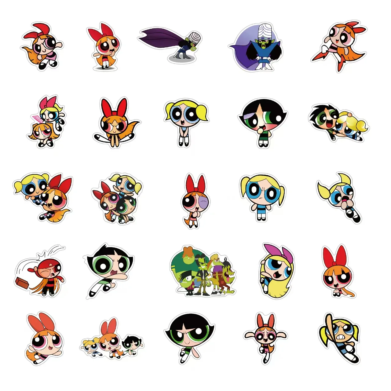 50 قطعة من الرسوم المتحركة الشخصية تعمل Powerpuff Girls Graffiti ملصق مضاد للمياه حقيبة كمبيوتر محمول خوذة الثلاجة، KAWAII