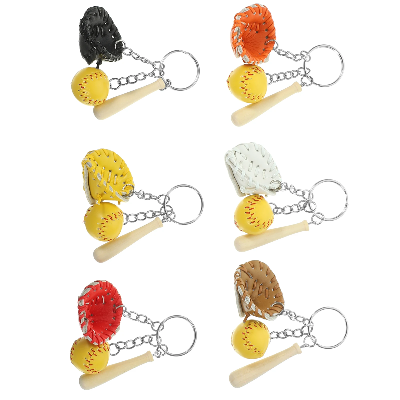 

6pcs 2cm Keychain Key Chain Light Yellow Ball one Pendant Sports Party Gifts Bag Decor Key Ring Women