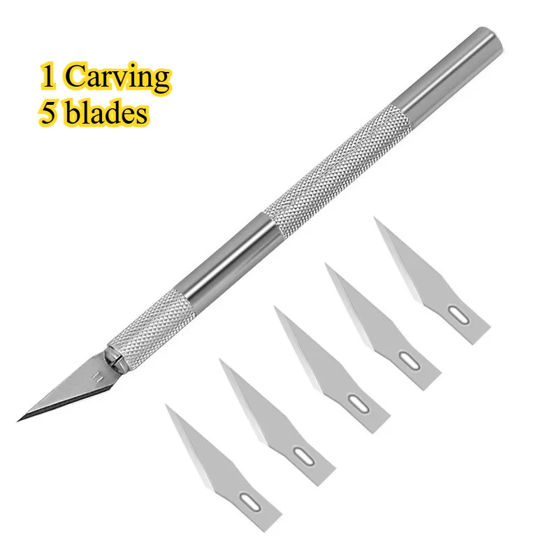 مجموعة سكاكين حرفية معدنية - أداة نحت النقش مع قبضة غير قابلة للانزلاق لقطع أمان الحرف اليدوية والخشب الورقية #6