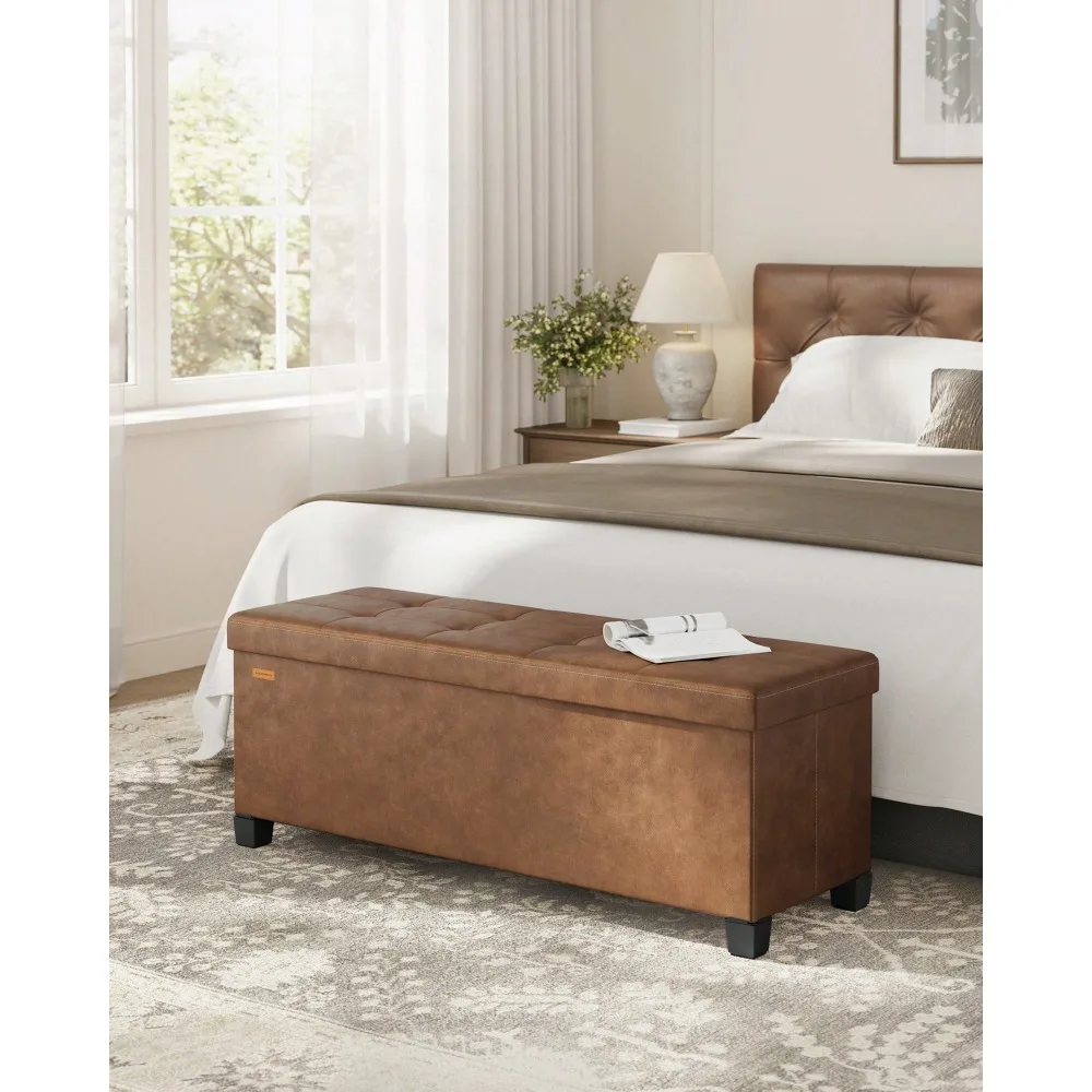 

Пуфик-трансформер с отсеком для хранения, скамья-пуфик с ножками, 15 x 43 x 15,7 дюймов, объем 30 галлонов. (112 L), Искусственная кожа, Для