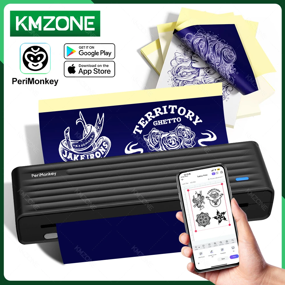 

New Wireless Tattoo Stencil Printer with Temporary Bluetooth Tattoo Transfer Machine Inkless A4 Professional Pattern Printing