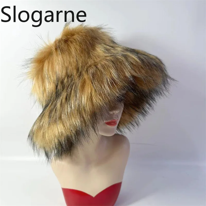 

Большая шляпа из искусственного меха, женская элегантная осенне-зимняя меховая роскошная модная вечерняя панама с мехом енота, женская модная теплая панама