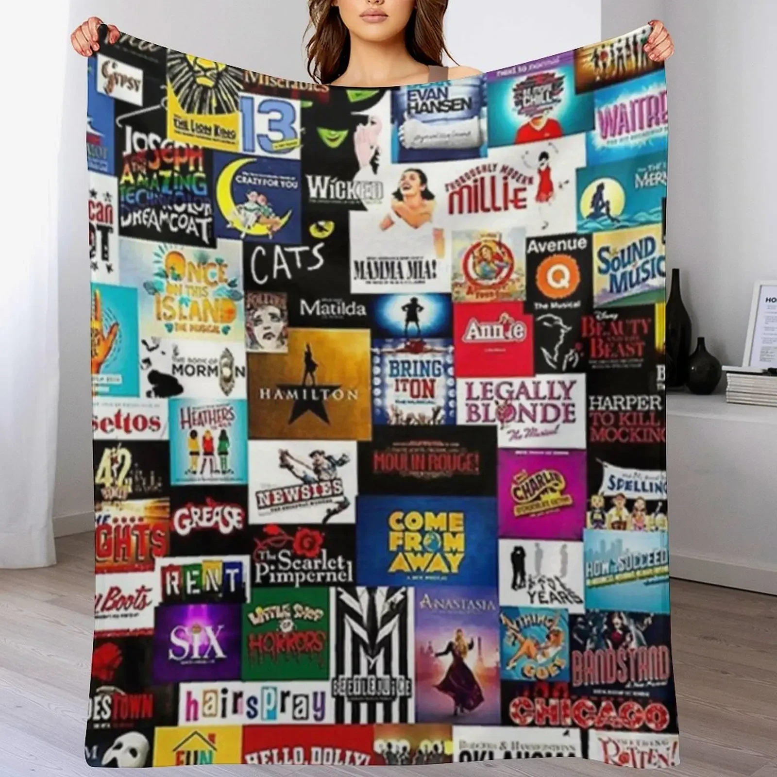 Broadway Show Logo Collage Throw Blanket All Weather Soft Throw Blanket for Sofa