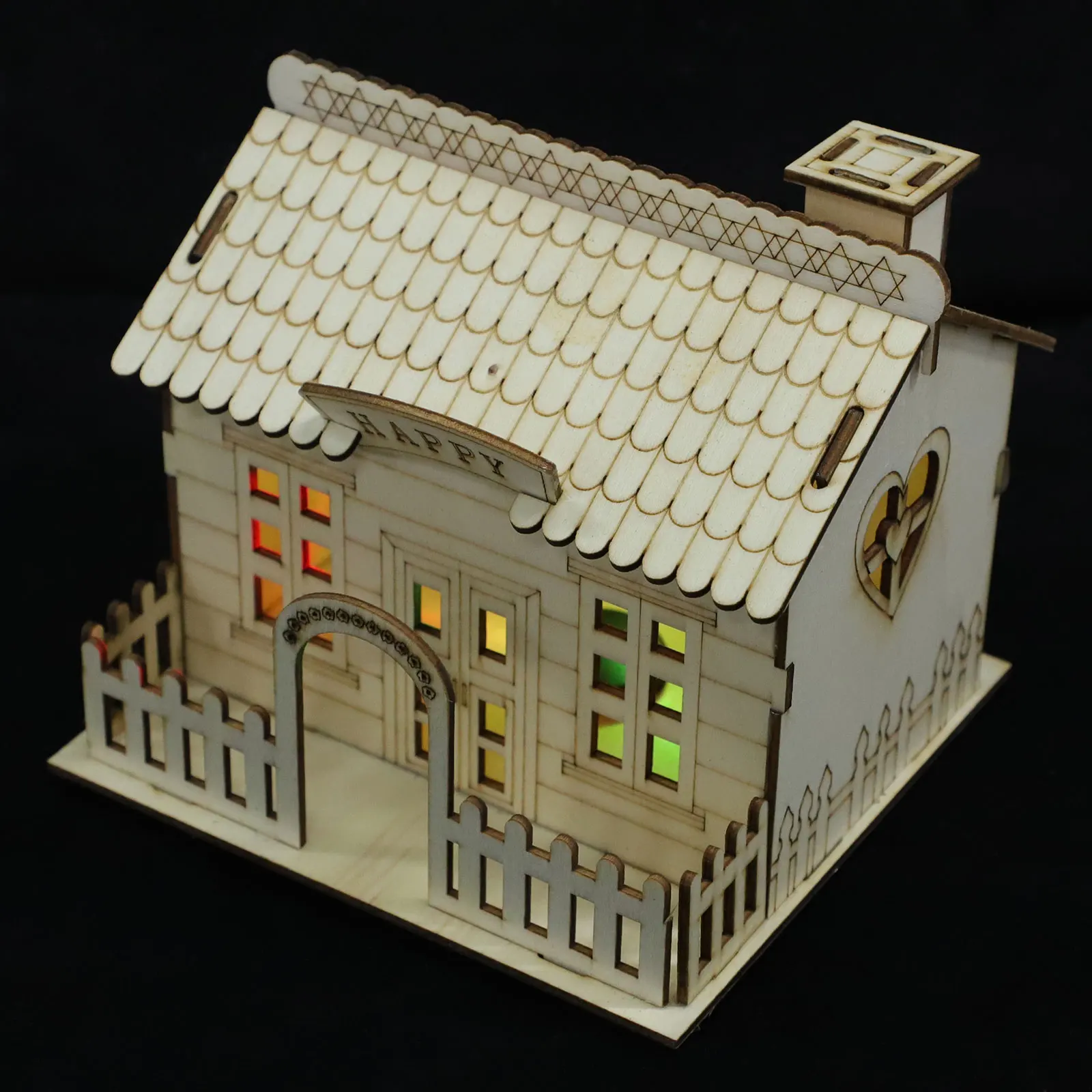 

1Pcs Villa Yard Saving Pot Creative Wooden Piggy Bank Desktop Coin Storage Box Night Light Multifunctional Home Decoration Gift