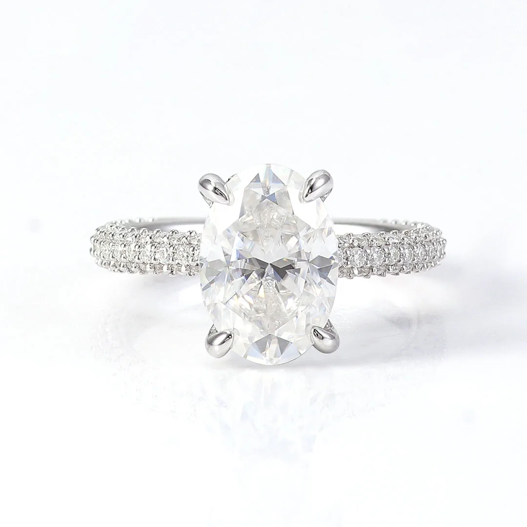 Provence 10K/14K/18K Moissanite Engagement Rings for Women D Color VVS Oval Cut Half Eternity Rings for Mom Custom Jewelry